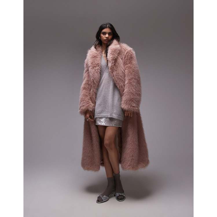 Pink fur coat topshop clearance