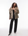 [Topshop] Topshop faux fur midi coat in light brown XS Light brown