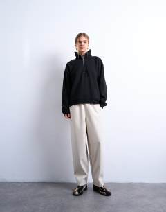 Faux leather awk length pull on trouser in ecru