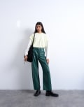 [Topshop] Topshop faux leather barrel leg pants in teal-Green 12 teal