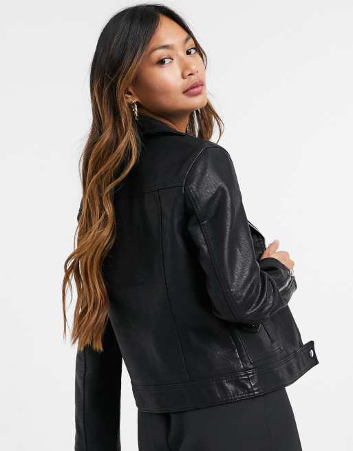 Fake black leather clearance jacket