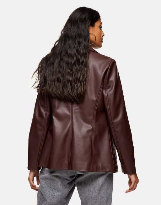 Oxblood faux hot sale leather jacket