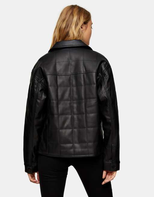 Topshop boxy clearance leather biker jacket