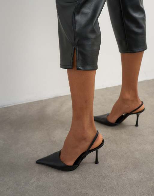 Topshop faux leather capri trouser with side splits in black, 4 of 5