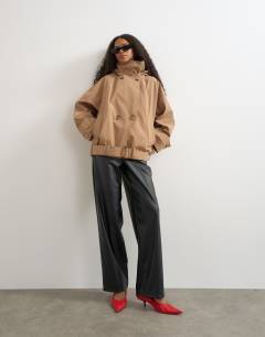  Topshop faux leather cinch trousers in black
