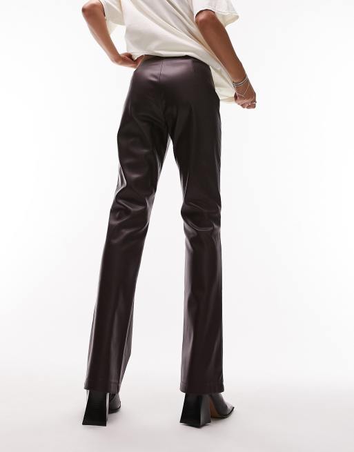 Faux leather shop pants with pockets