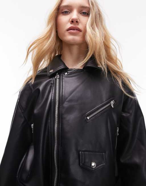 Topshop cropped outlet leather jacket