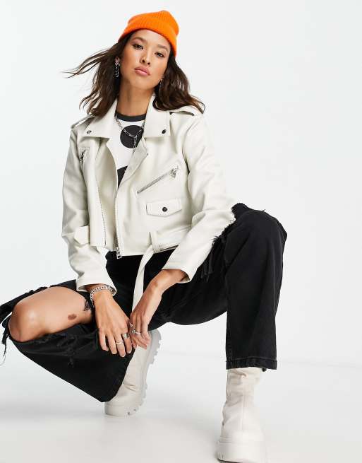 Asos white leather jacket best sale