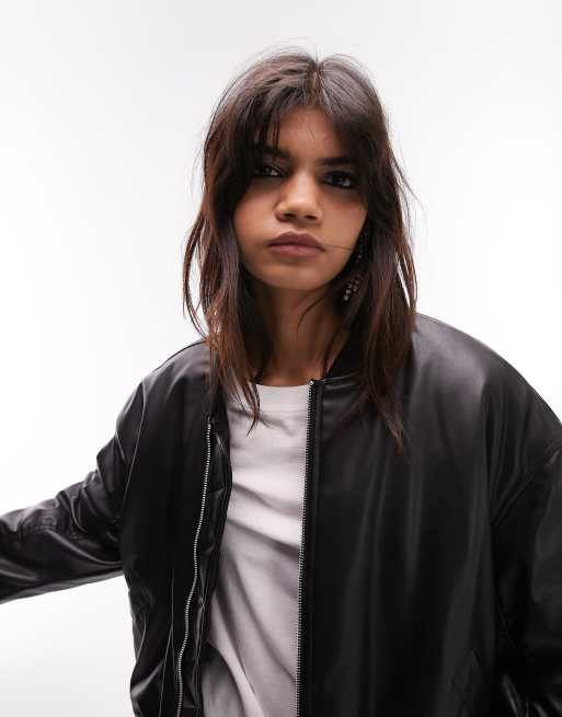 Topshop cropped 2025 leather jacket