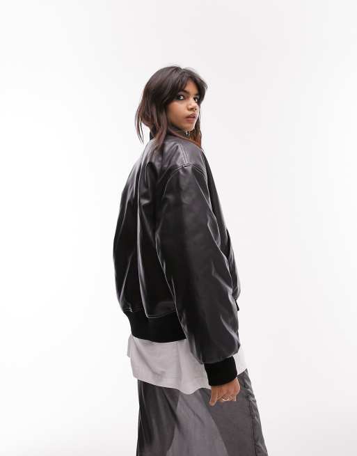 Topshop cropped shop leather jacket