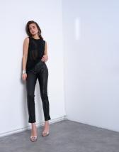 Topshop faux leather drain pipe skinny trouser in black