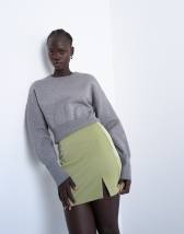 Topshop Faux leather editor pelmet mini skirt in dark brown