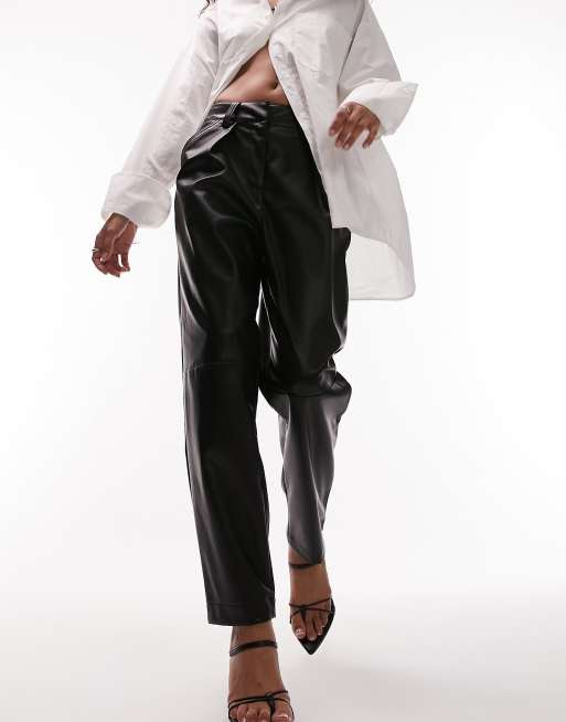 Leather peg cheap leg trousers