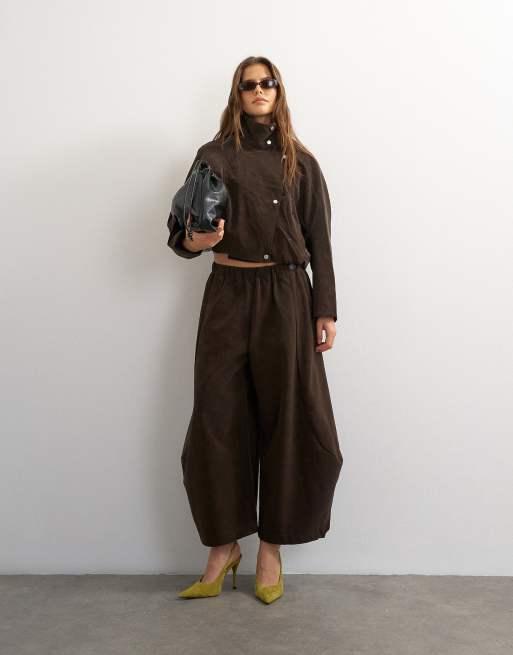 Topshop co-ord faux leather in brown - BROWN, 2 of 3