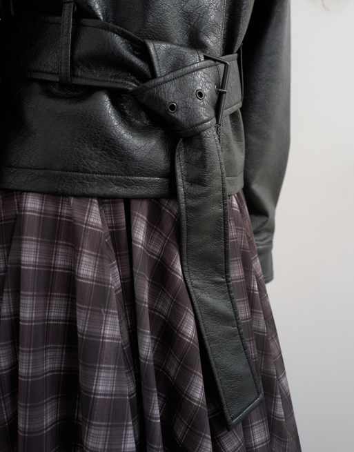 Topshop faux leather jacket in black, 3 of 4