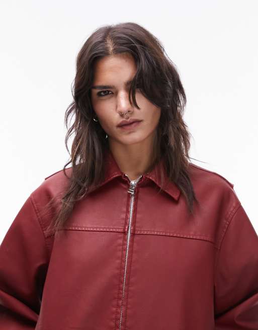 Women's Red Leather & Faux Leather Jackets