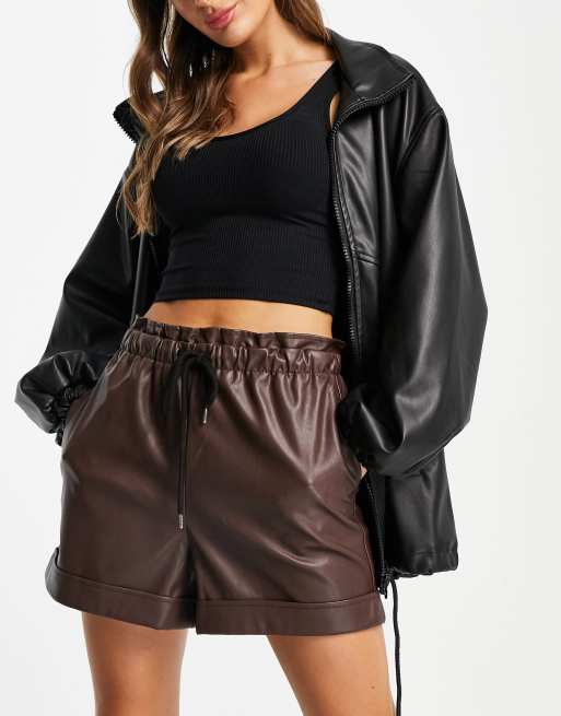 Topshop best sale leather shorts