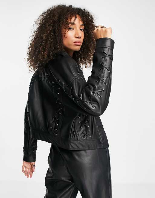 Bride leather 2025 jacket topshop