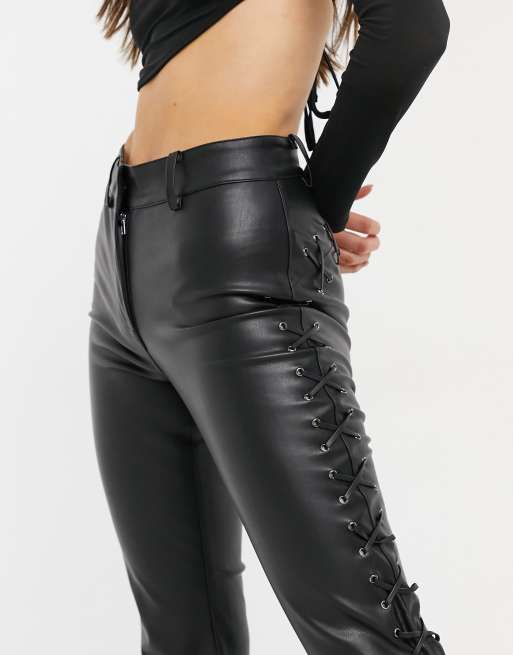 Lace up hotsell leather leggings