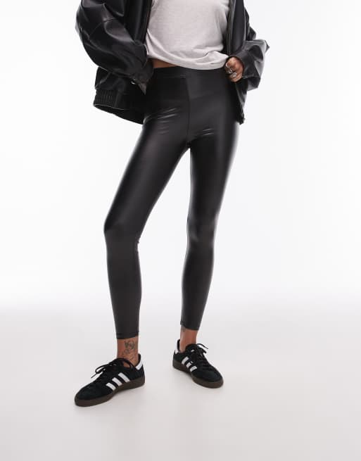 Topshop faux leather leggings in black, 2 of 5