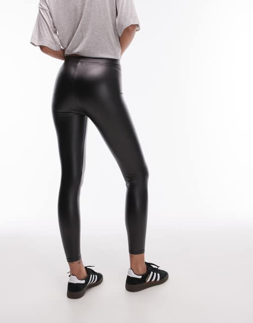 Topshop faux leather leggings in black, 3 of 5