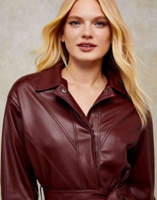 topshop burgundy leather jacket