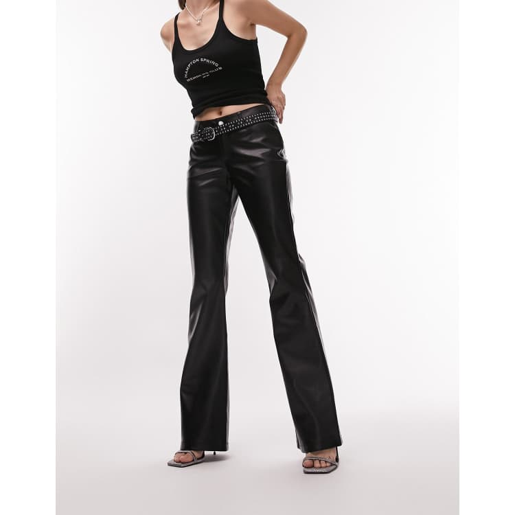 ASOS DESIGN Hourglass low rise leather look seamed flare pant in