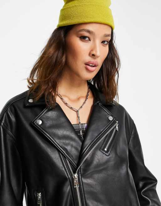 Topshop + Fred Faux Leather Biker Jacket