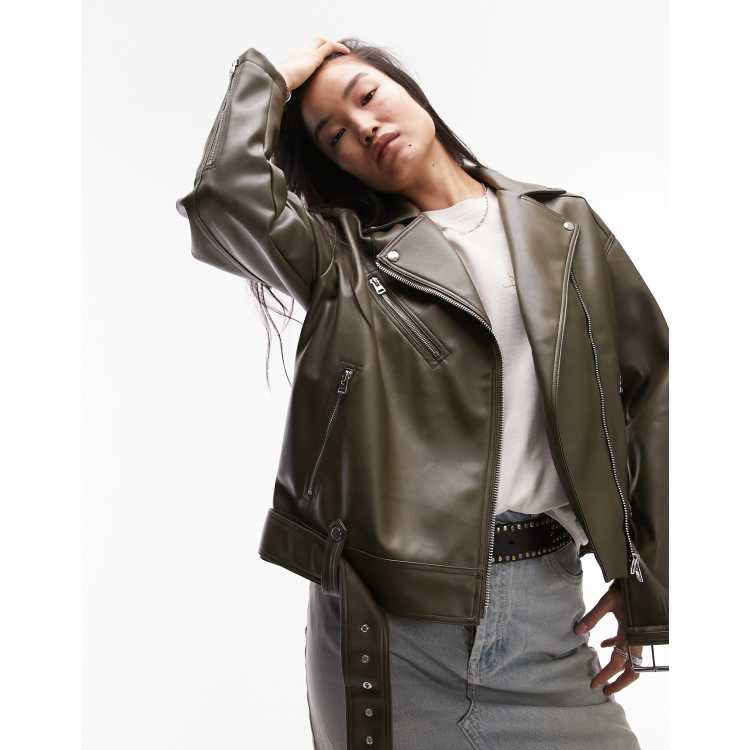 Topshop dolly leather biker jacket discount