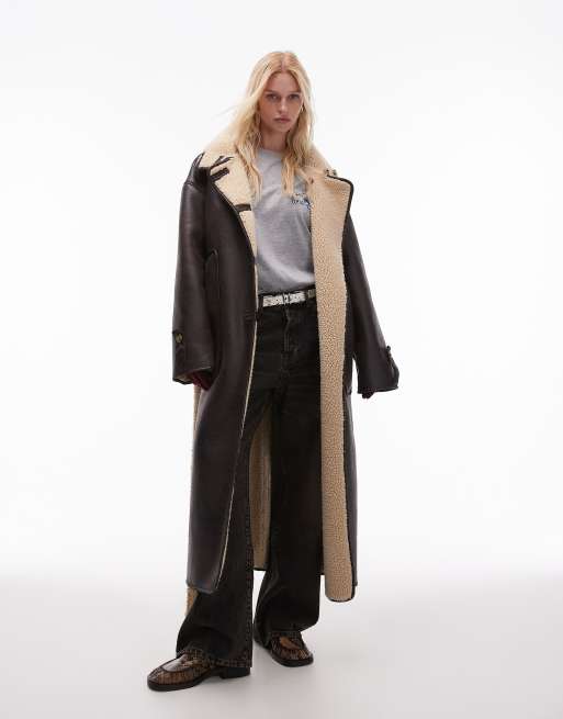 Faux Shearling selling Trench Coat