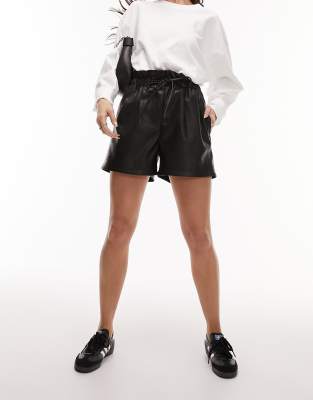 Topshop faux leather shorts sale