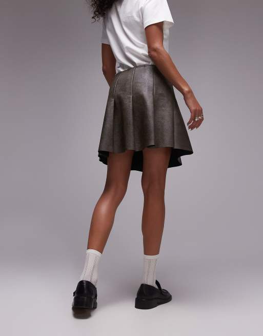 Leather pleated skirt topshop best sale