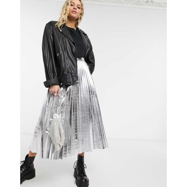 Topshop metallic pleated outlet skirt