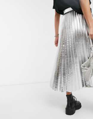 Topshop silver pleated clearance skirt