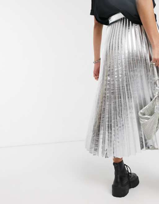 Buy silver shop pleated skirt