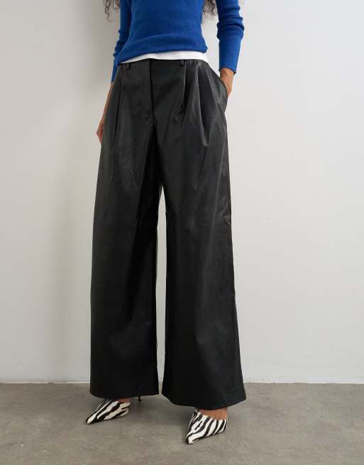 Topshop faux leather pleated pant in black, 2 of 5