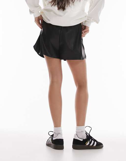 Topshop faux best sale leather shorts