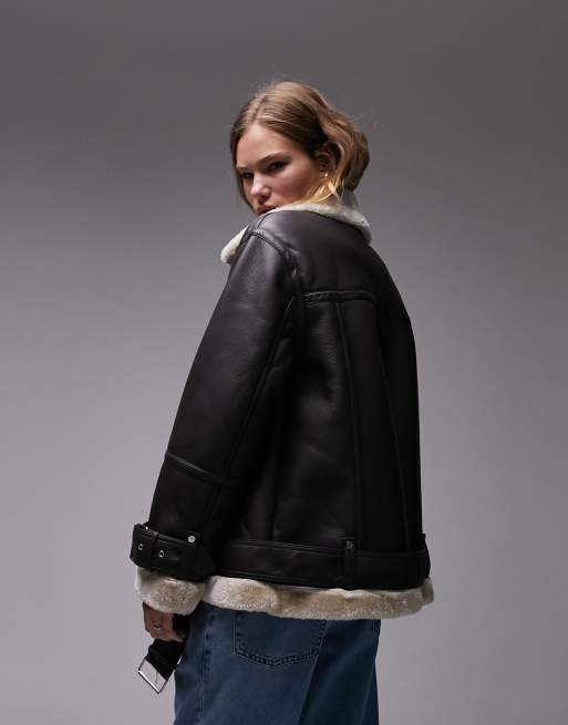 Topshop shearling denim jacket sale