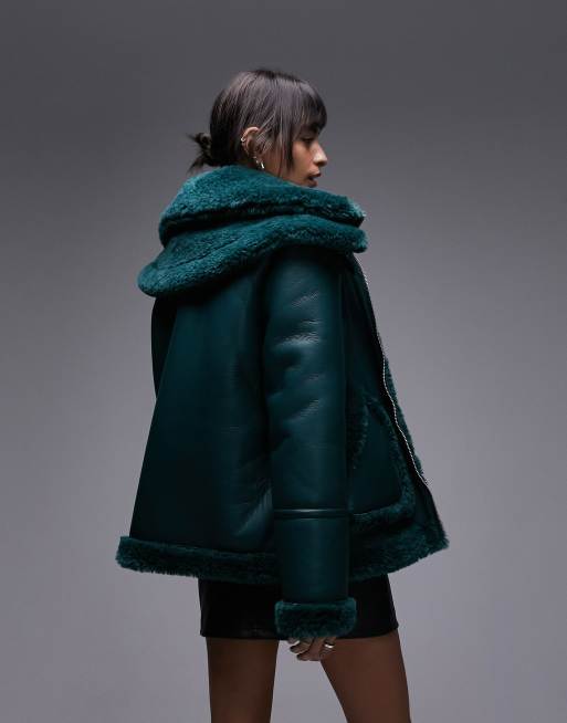 Topshop fluffy hood outlet coat