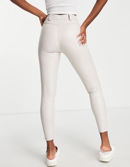 Women's White Leather & Faux Leather Pants & Leggings