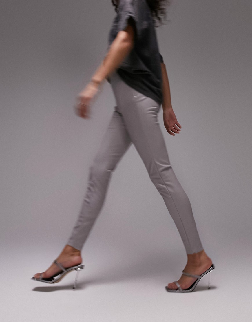 Topshop faux leather skinny fit pant in gray