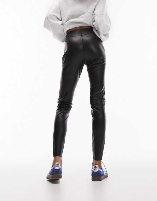 Topshop faux leather skinny fit trouser in black