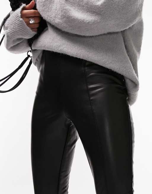 Topshop Faux Leather Front Leggings Black 4, $56