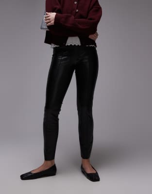 faux leather skinny pants in black