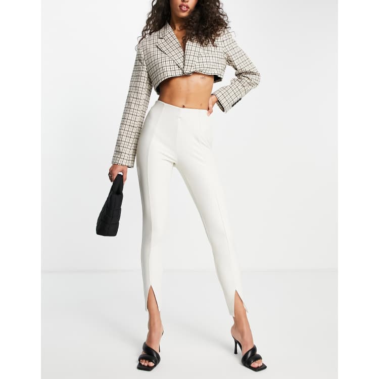 Women's White Leather Trousers