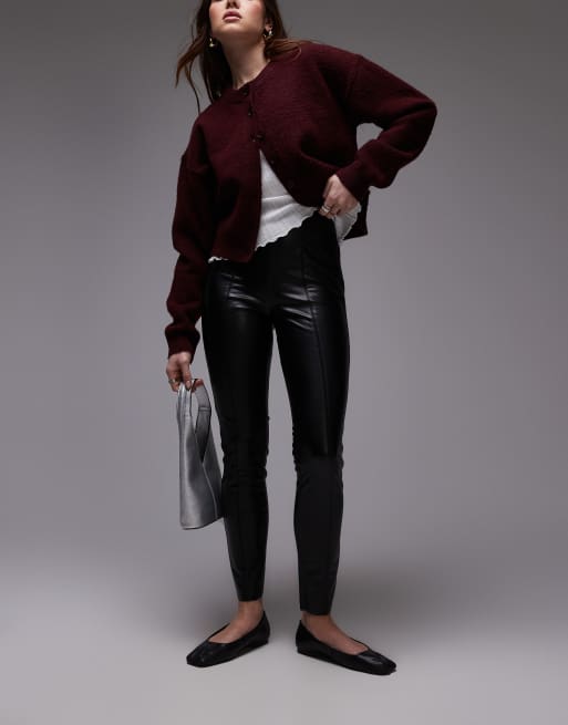 Topshop faux leather skinny trouser in black, 5 of 5