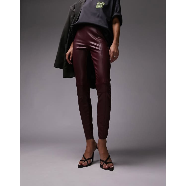 Mango leather look high waisted legging in black