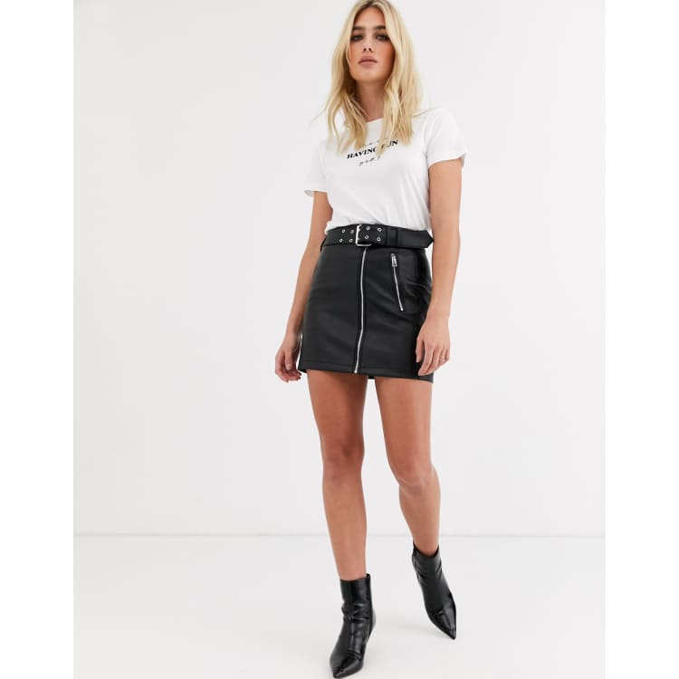 Pink leather skirt topshop sale