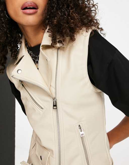 Topshop white shop leather jacket