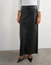 Topshop faux leather topstitch column maxi skirt in black